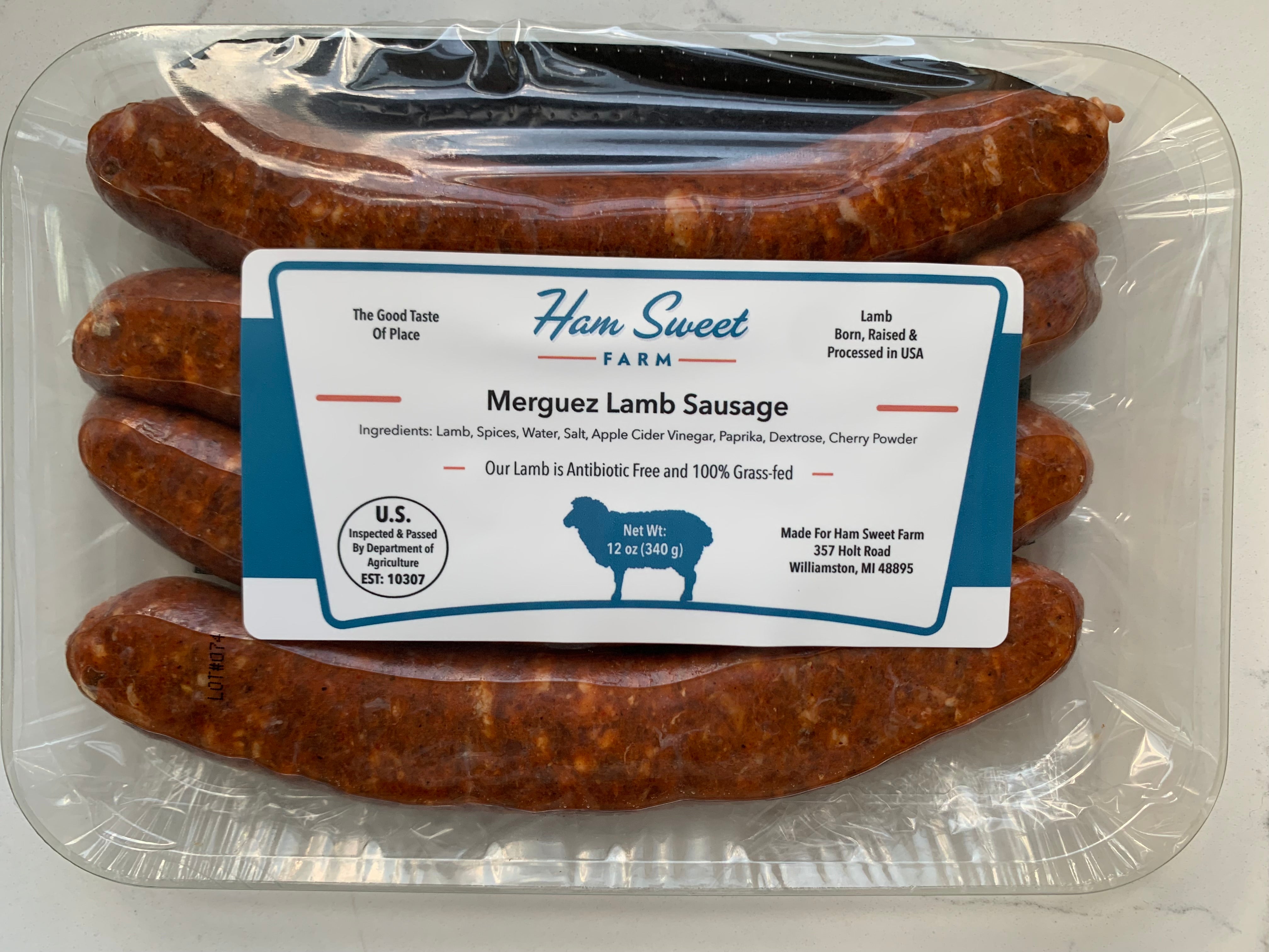 Merguez Lamb Sausage - 4 x 12 oz Packs